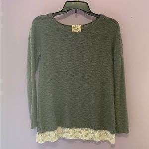 Hippie Rose Lace-Trim Hem Sweater